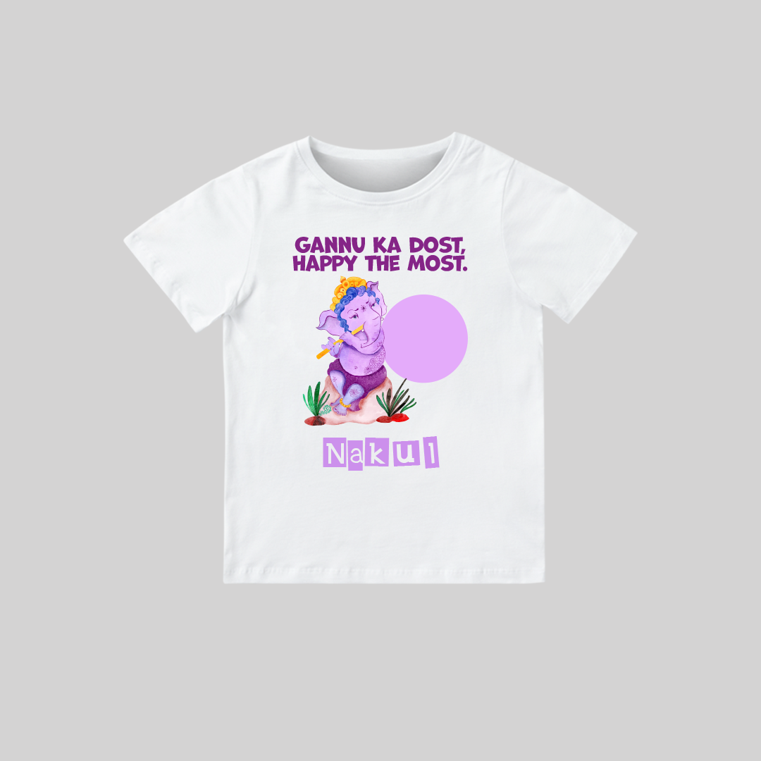 Ganesha Romper-06 Baby ka dost Ganesh – Personalized Baby T-shirt for Ganesh Chaturthi Celebrations - Image 1