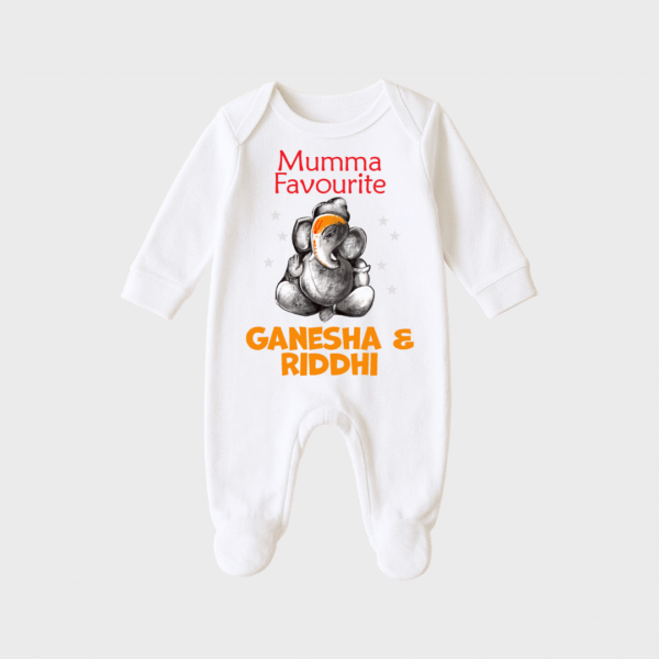 Baby Cute joy of Ganesha – Personalized Full Sleeve Sleep Suit / Body Suit – Perfect for Ganesh Chaturthi Celebrations