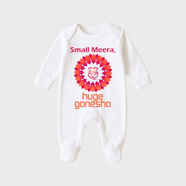 Small Cute Huge Ganesha – Personalized Full Sleeve Sleep Suit / Body Suit – Perfect for Ganesh Chaturthi Celebrations