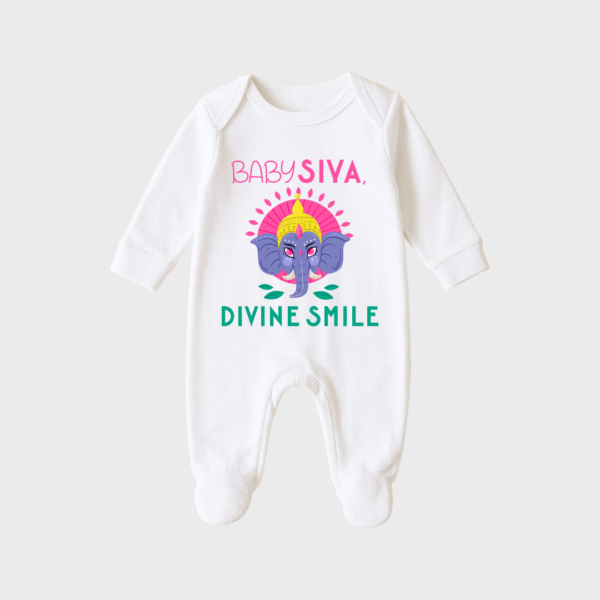 Divine Smile – Personalized Full Sleeve Sleep Suit / Body Suit – Perfect for Ganesh Chaturthi Celebrations