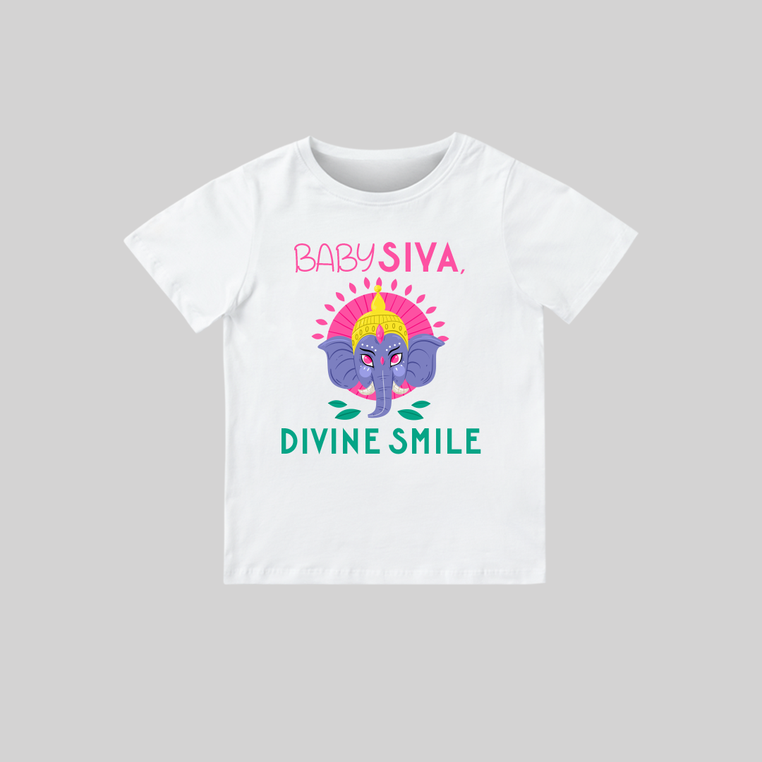 Ganesha Romper-13 Divine Smile – Personalized Baby T-shirt for Ganesh Chaturthi Celebrations - Image 1