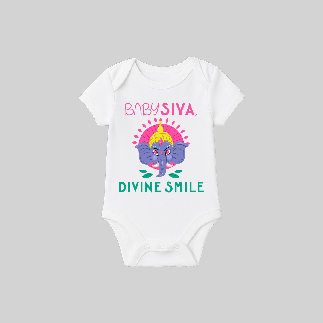 Ganesha Romper-13 Divine Smile – Onesie/Romper | Personalized Romper / Onesie for Ganesh Chaturthi Festival - Image 1