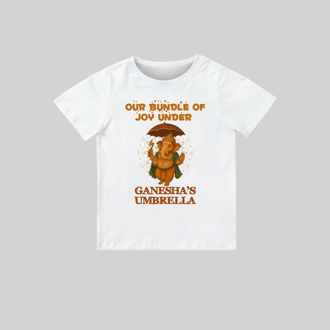 Ganesha Romper-16 Ganesha Umbrella – Personalized Baby T-shirt for Ganesh Chaturthi Celebrations - Image 1