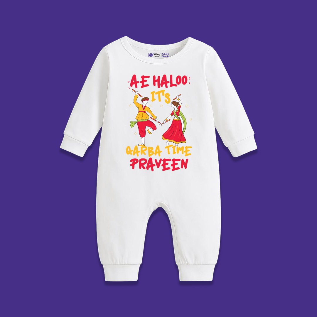 Ae Haloo its garba time praveen Customize Sleep Suit Ae Haloo its garba time praveen – Customize Sleep Suit - Image 1