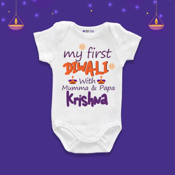 My first diwali with papa and mumma krishna Customize Onesie_Romper