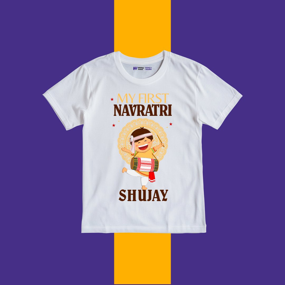 Happy Navratri Shujay Customize Tshirt Happy Navratri Shujay Customize Tshirt - Image 1