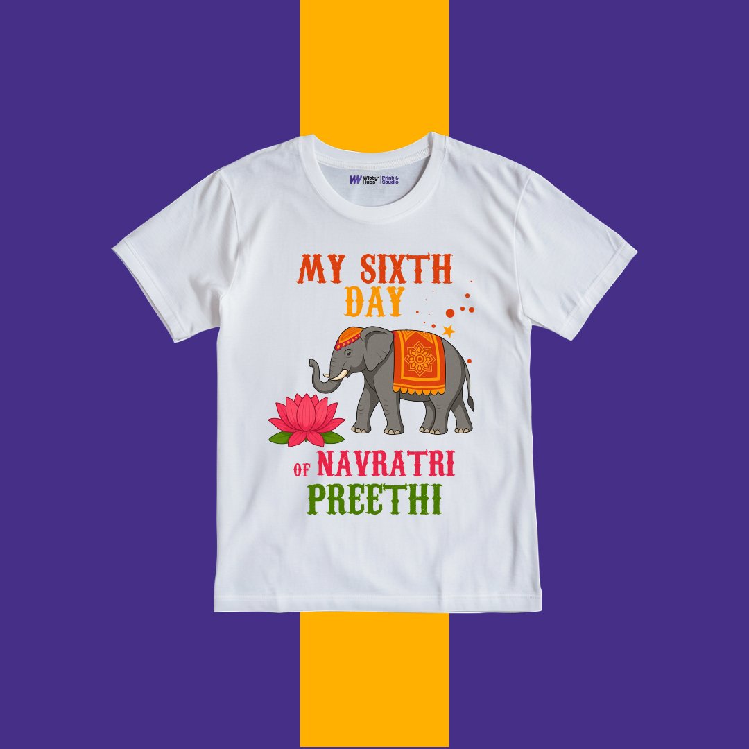 My sixth Day of Navratri preethi Customize Tshirt My sixth Day of Navratri preethi Customize Tshirt - Image 1