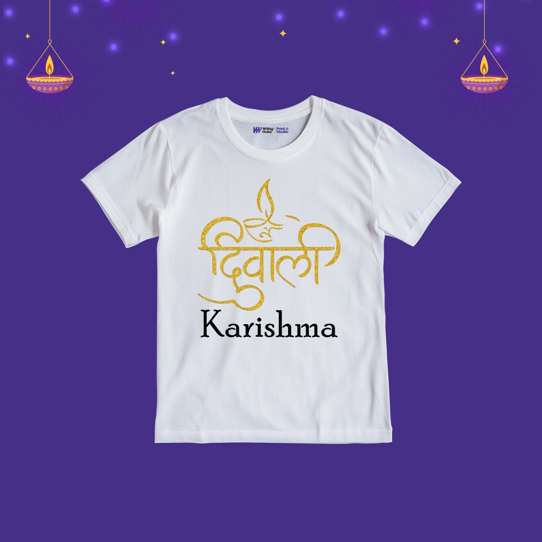 Happy Deepawali Customize Tshirt Happy Deepawali Customize karishma T-Shirt - Image 1