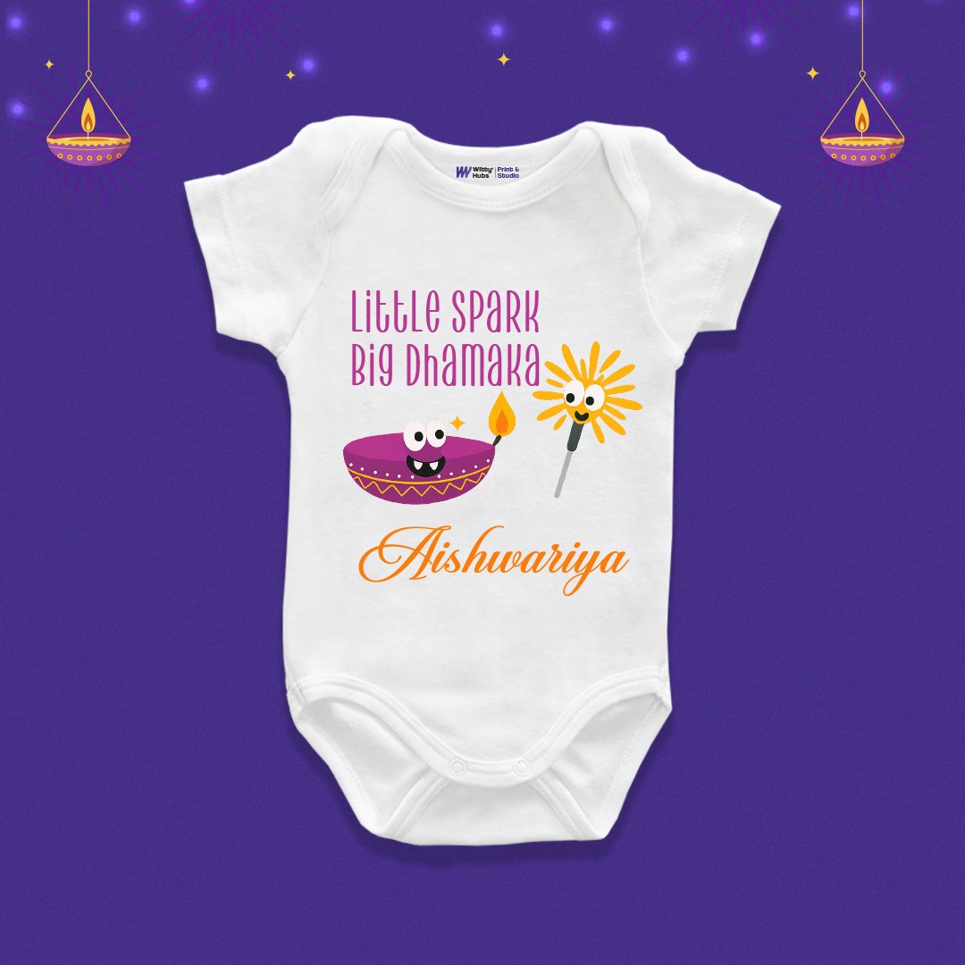 Little Spark Big Dhamaka Customize Onesie_Romper Little Spark Big Dhamaka Aishwarya Customize Onesie_Romper - Image 1