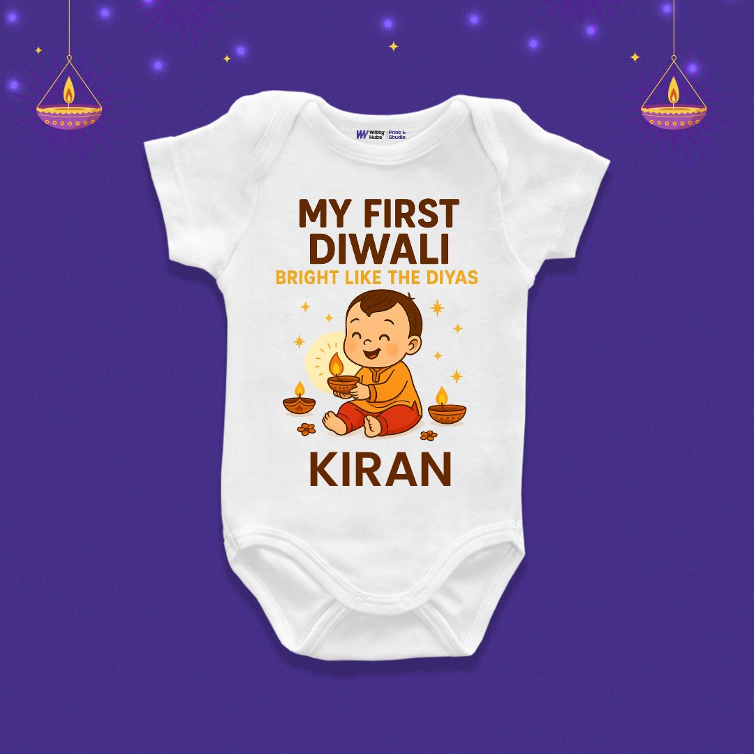 My First Diwali Kiran Customize Onesie_Romper My First Diwali Kiran Customize Onesie_Romper - Image 1