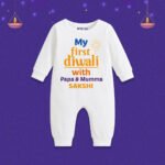 My First Diwali With Papa And Mumma sakshi Customize romper