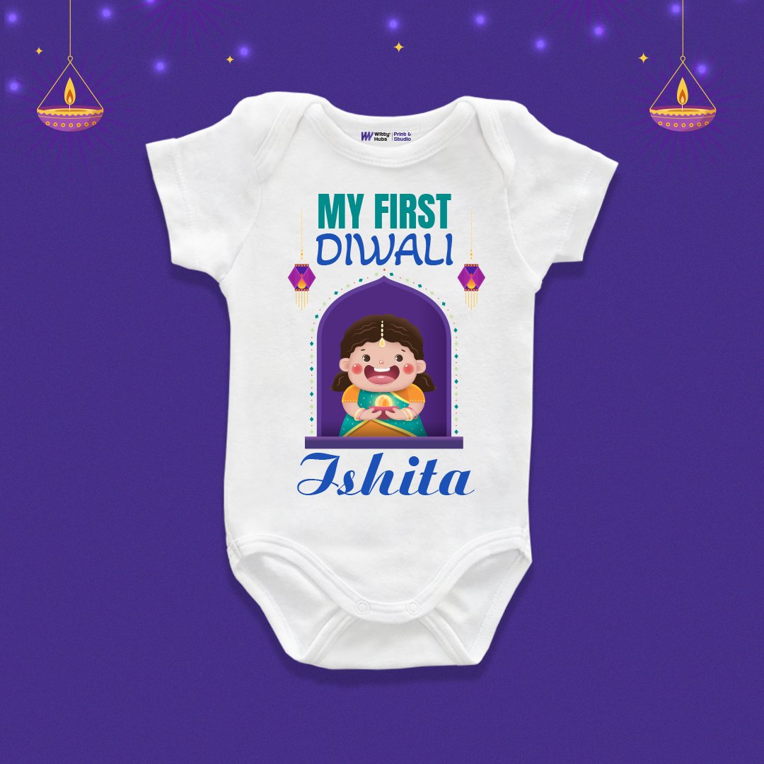 My first Diwali Ishita Customize Onesie_Romper My first Diwali Ishita Customize Onesie_Rompe - Image 1