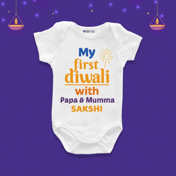 My first diwali with papa and mumma sakshi Customize Onesie_Romper