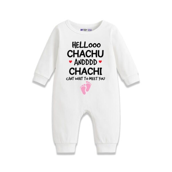 Hellooo chachu and chachi cant wait to meet you Customized Romper