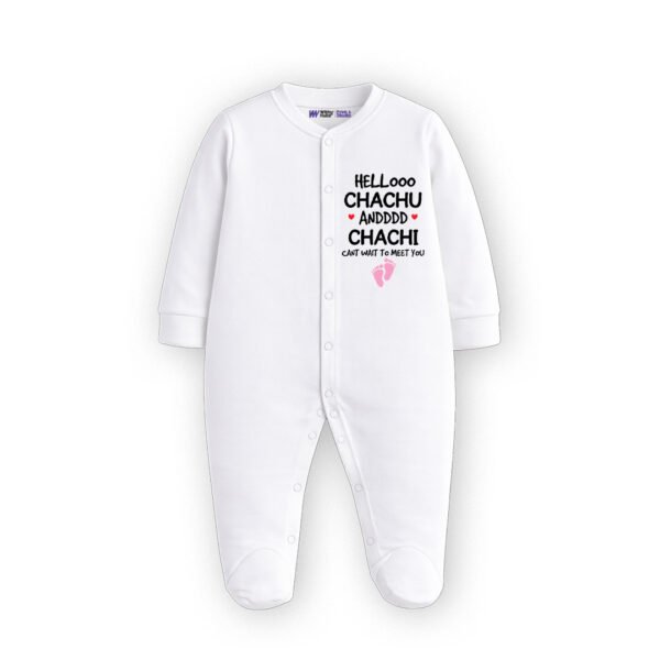 Hellooo chachu and chachi cant wait to meet you Customized Sleep Suit