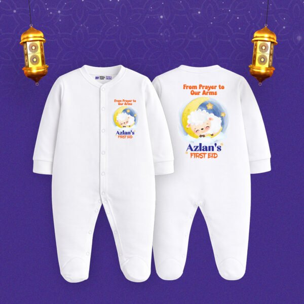 From prayer to our arms Azlan's first eid Customized Sleep Suit