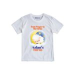 From prayer to our arms Azlan's first eid Customized Tshirt