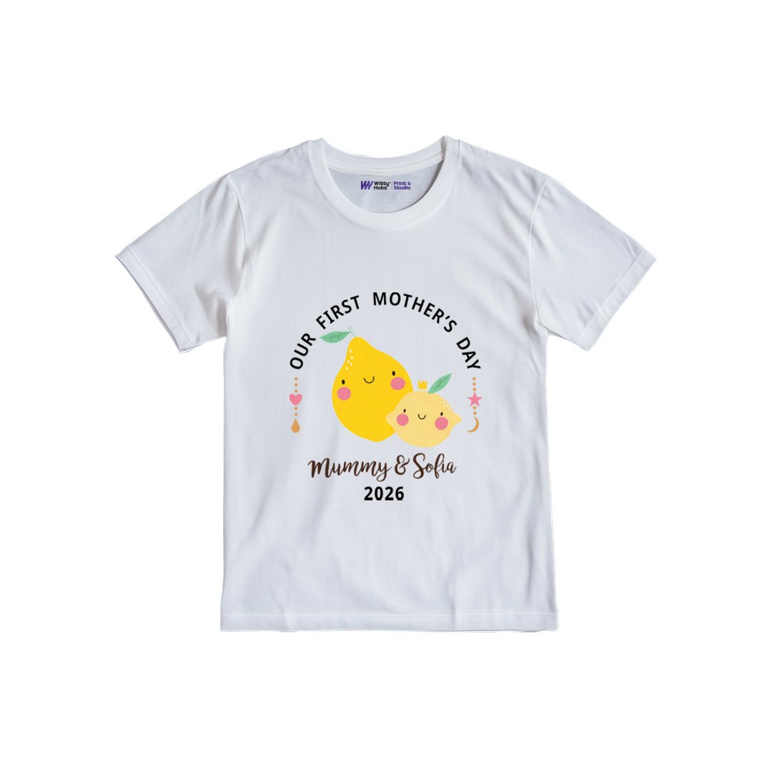 White-Tshirt-S1__Mothersday-01 Our first mother's day mummy & sofia 2026 Customized Tshirt - Image 1